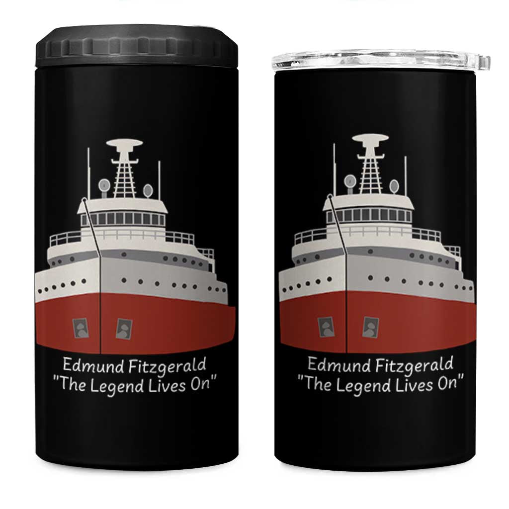 Edmund Fitzgerald Tribute 4 in 1 Can Cooler Tumbler The Legend Lives On Great Lakes Freighter Memorial - Wonder Print Shop