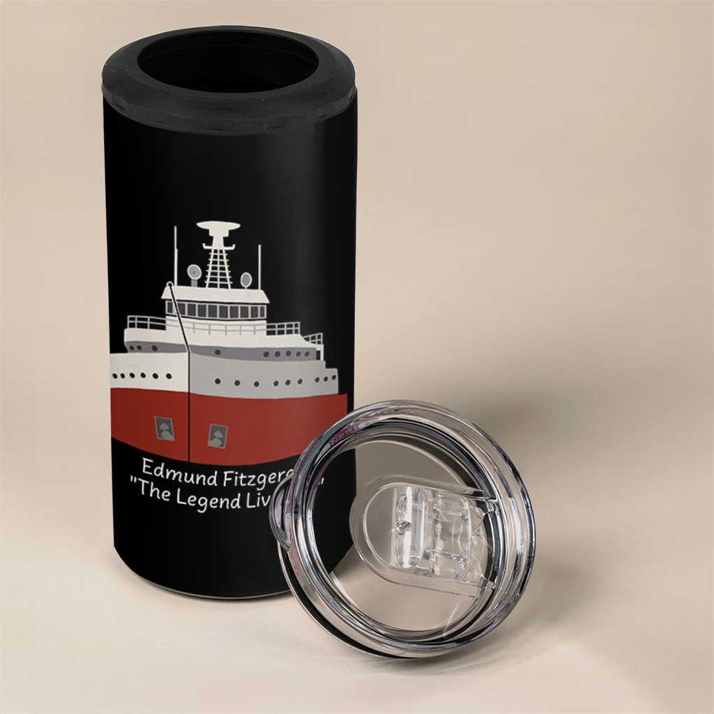 Edmund Fitzgerald Tribute 4 in 1 Can Cooler Tumbler The Legend Lives On Great Lakes Freighter Memorial - Wonder Print Shop