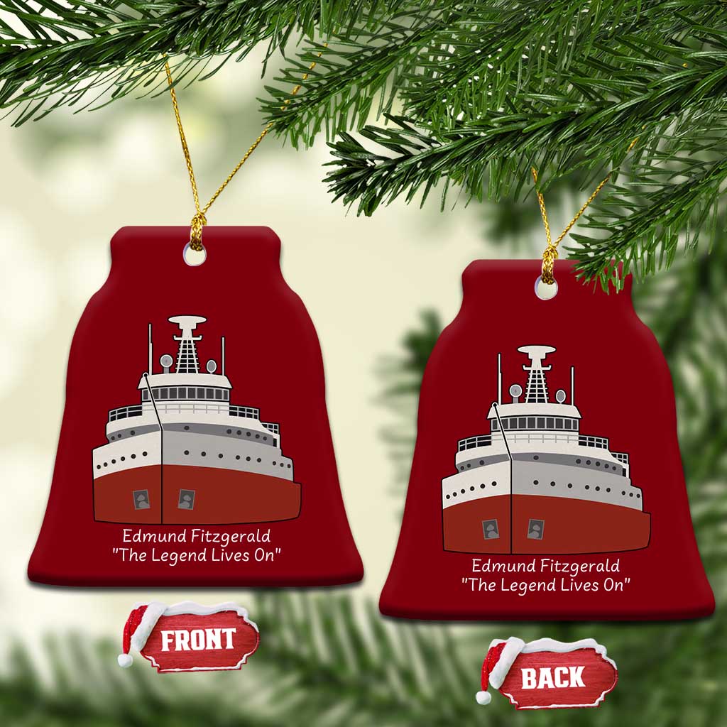 Edmund Fitzgerald Tribute Ceramic Ornament The Legend Lives On Great Lakes Freighter Memorial - Wonder Print Shop