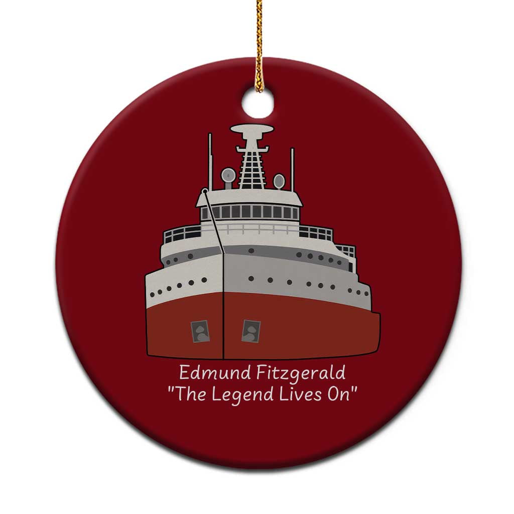 Edmund Fitzgerald Tribute Ceramic Ornament The Legend Lives On Great Lakes Freighter Memorial - Wonder Print Shop