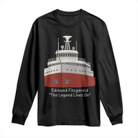 Edmund Fitzgerald Tribute Long Sleeve Shirt The Legend Lives On Great Lakes Freighter Memorial - Wonder Print Shop