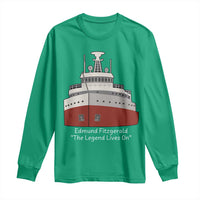 Edmund Fitzgerald Tribute Long Sleeve Shirt The Legend Lives On Great Lakes Freighter Memorial - Wonder Print Shop