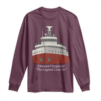 Edmund Fitzgerald Tribute Long Sleeve Shirt The Legend Lives On Great Lakes Freighter Memorial - Wonder Print Shop