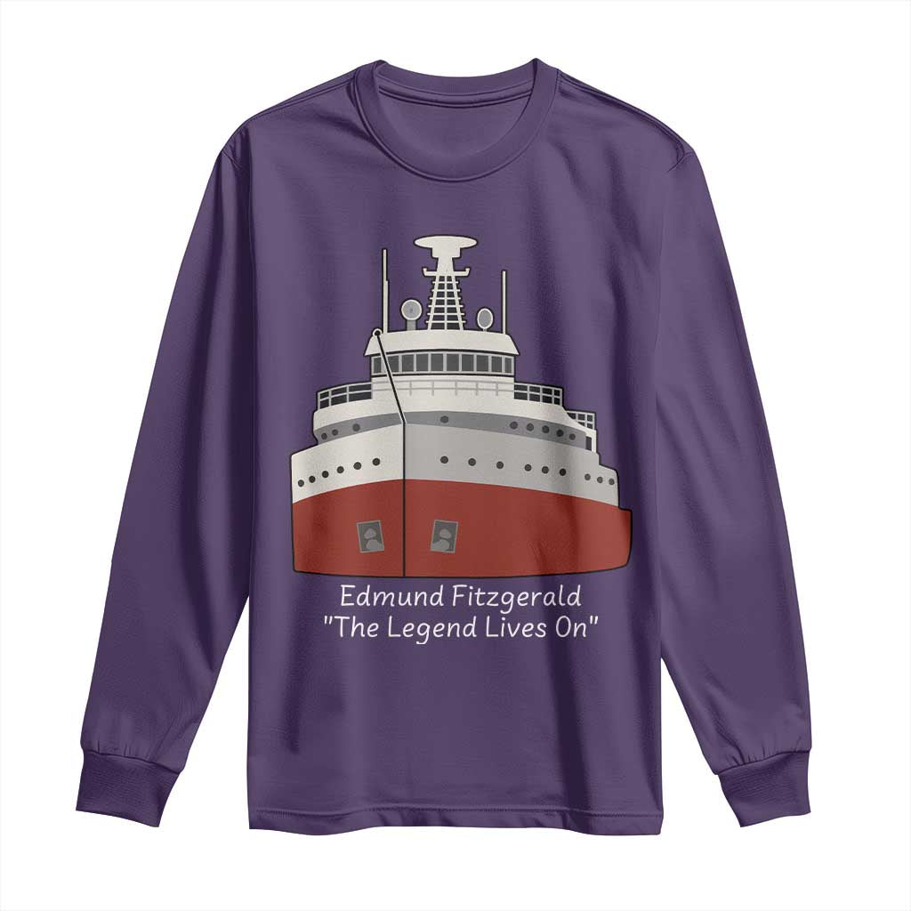 Edmund Fitzgerald Tribute Long Sleeve Shirt The Legend Lives On Great Lakes Freighter Memorial - Wonder Print Shop