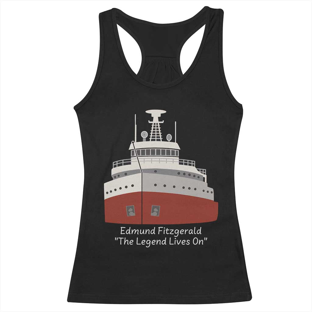 Edmund Fitzgerald Tribute Racerback Tank Top The Legend Lives On Great Lakes Freighter Memorial - Wonder Print Shop