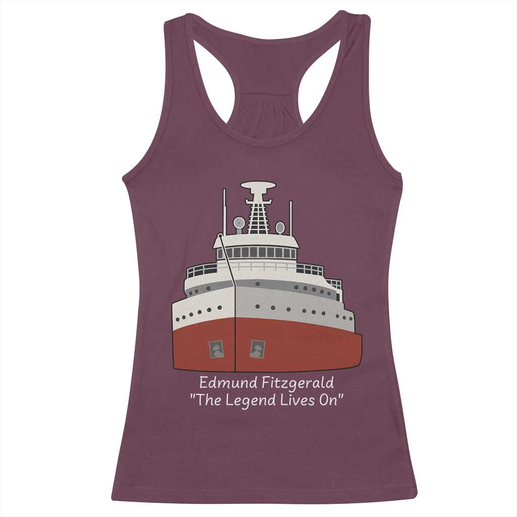 Edmund Fitzgerald Tribute Racerback Tank Top The Legend Lives On Great Lakes Freighter Memorial - Wonder Print Shop