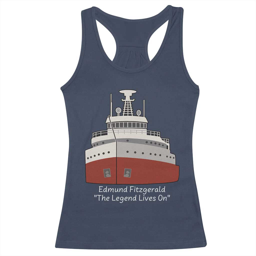 Edmund Fitzgerald Tribute Racerback Tank Top The Legend Lives On Great Lakes Freighter Memorial - Wonder Print Shop