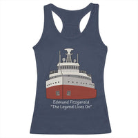 Edmund Fitzgerald Tribute Racerback Tank Top The Legend Lives On Great Lakes Freighter Memorial - Wonder Print Shop