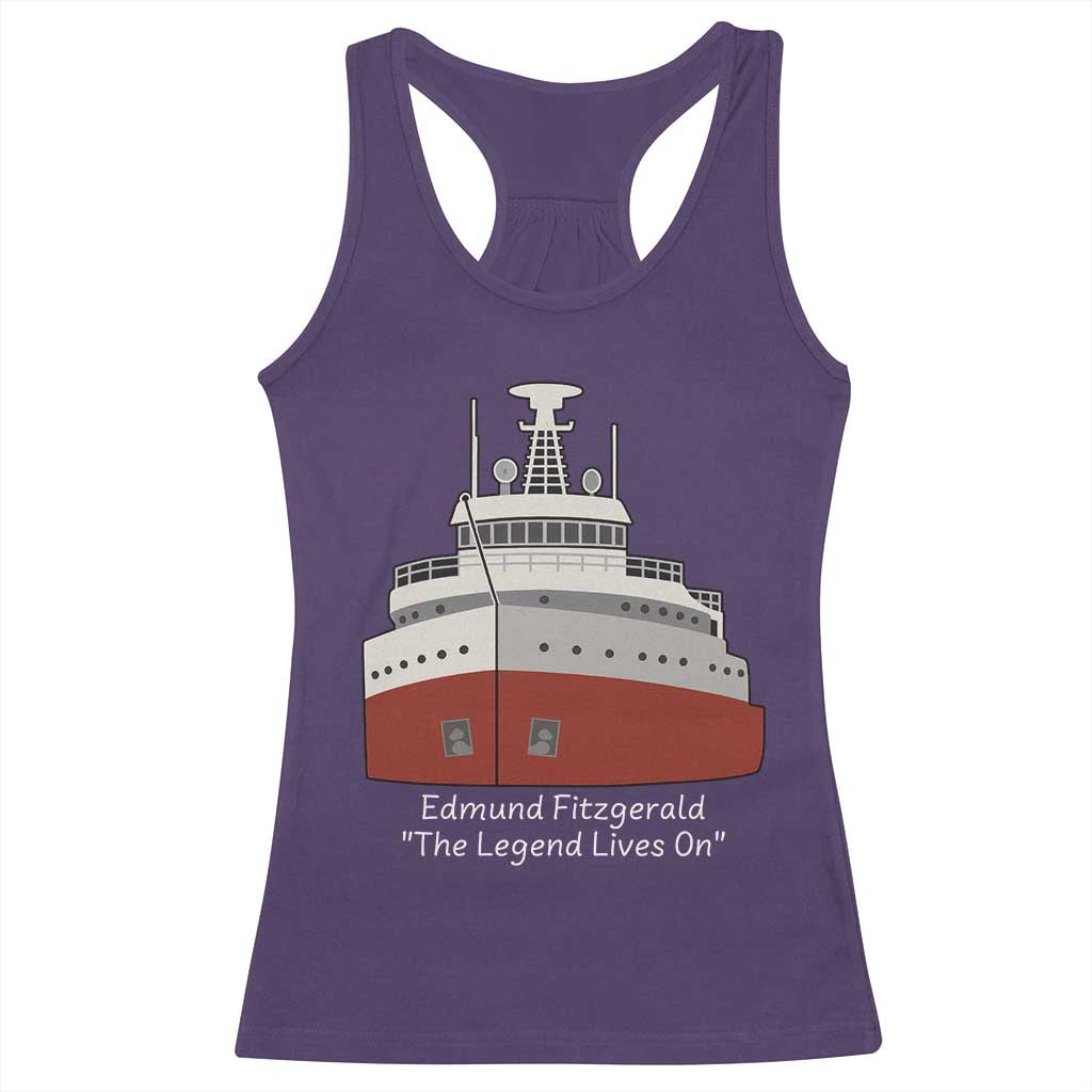 Edmund Fitzgerald Tribute Racerback Tank Top The Legend Lives On Great Lakes Freighter Memorial - Wonder Print Shop