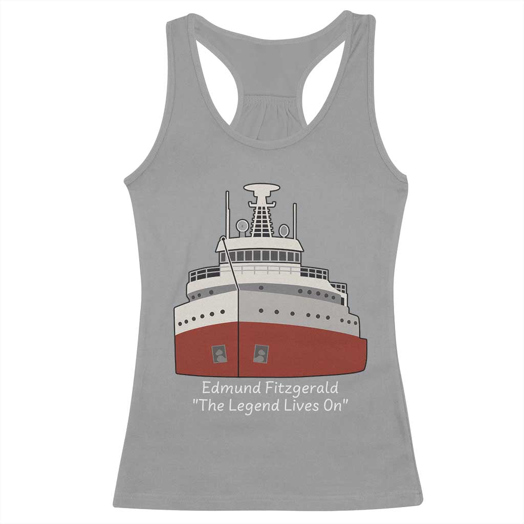 Edmund Fitzgerald Tribute Racerback Tank Top The Legend Lives On Great Lakes Freighter Memorial - Wonder Print Shop