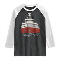 Edmund Fitzgerald Tribute Raglan Shirt The Legend Lives On Great Lakes Freighter Memorial - Wonder Print Shop