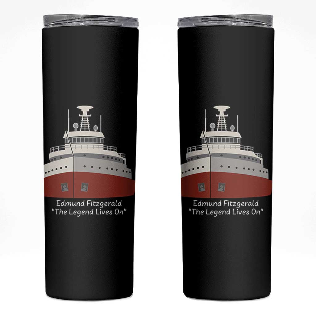 Edmund Fitzgerald Tribute Skinny Tumbler The Legend Lives On Great Lakes Freighter Memorial - Wonder Print Shop