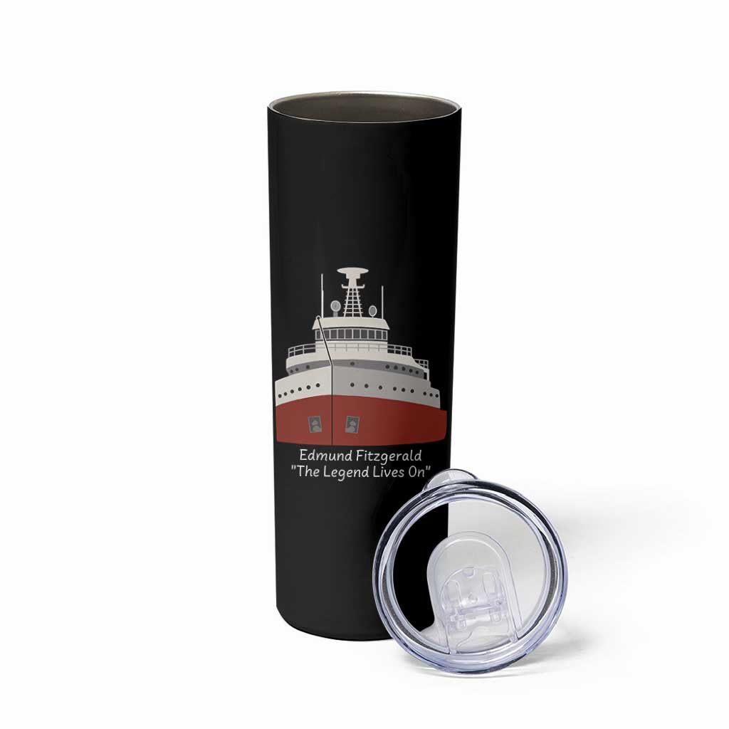 Edmund Fitzgerald Tribute Skinny Tumbler The Legend Lives On Great Lakes Freighter Memorial - Wonder Print Shop