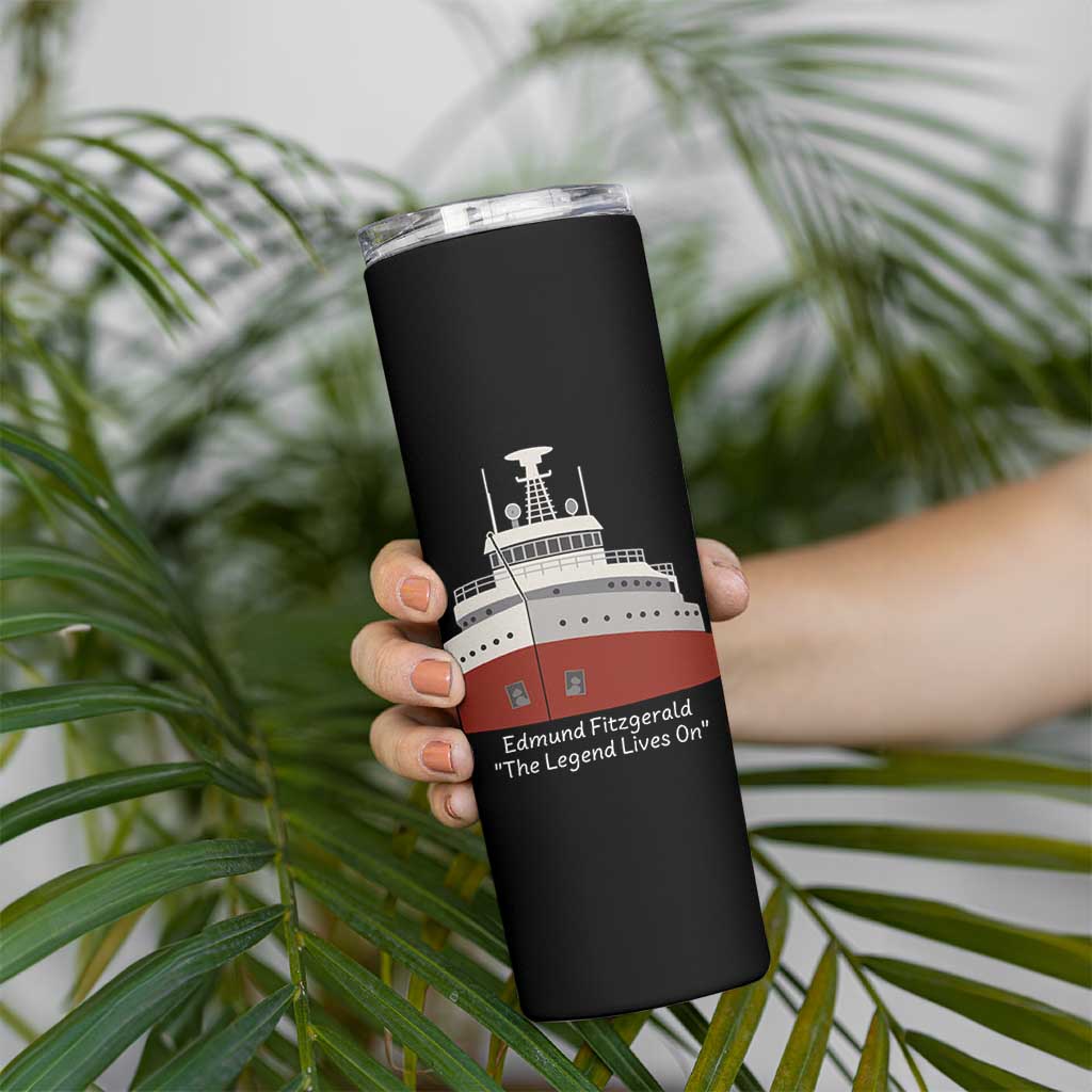 Edmund Fitzgerald Tribute Skinny Tumbler The Legend Lives On Great Lakes Freighter Memorial - Wonder Print Shop
