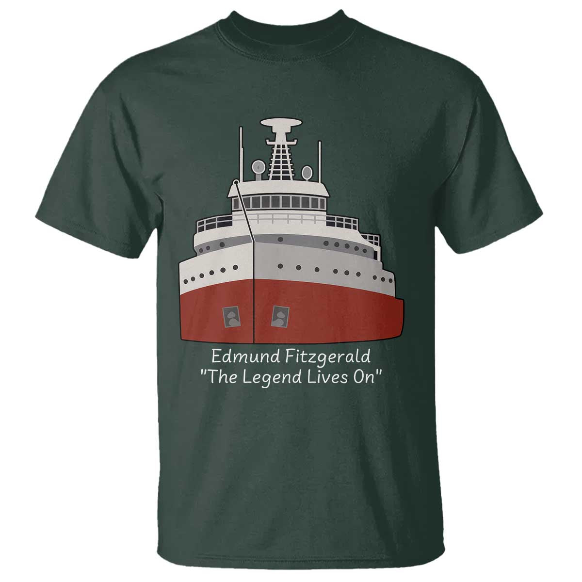 Edmund Fitzgerald Tribute T Shirt The Legend Lives On Great Lakes Freighter Memorial - Wonder Print Shop