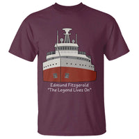 Edmund Fitzgerald Tribute T Shirt The Legend Lives On Great Lakes Freighter Memorial - Wonder Print Shop