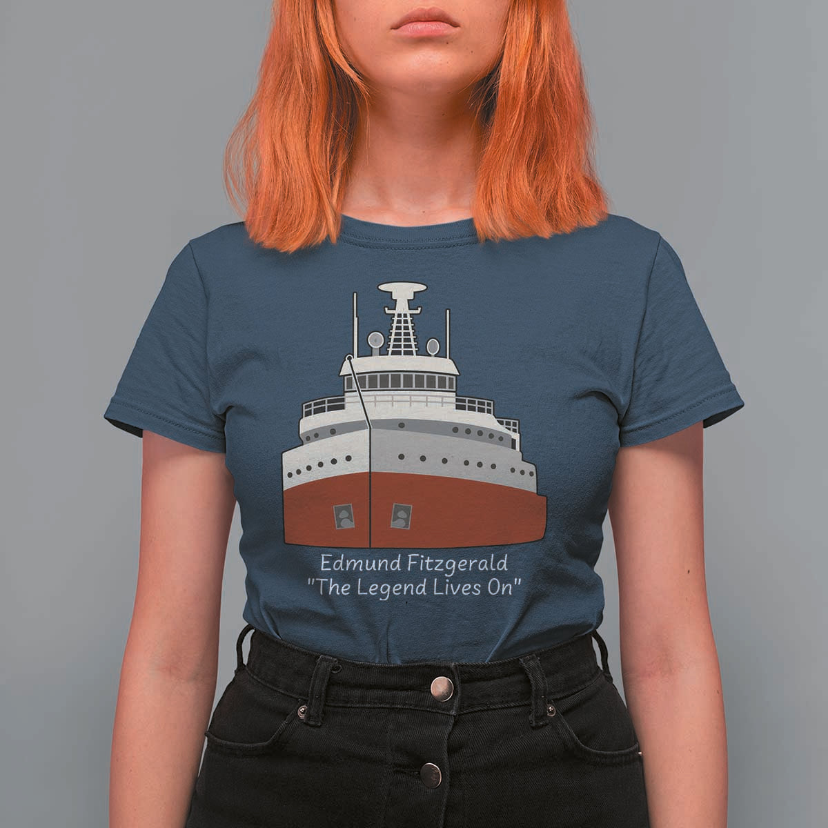 Edmund Fitzgerald Tribute T Shirt For Women The Legend Lives On Great Lakes Freighter Memorial - Wonder Print Shop