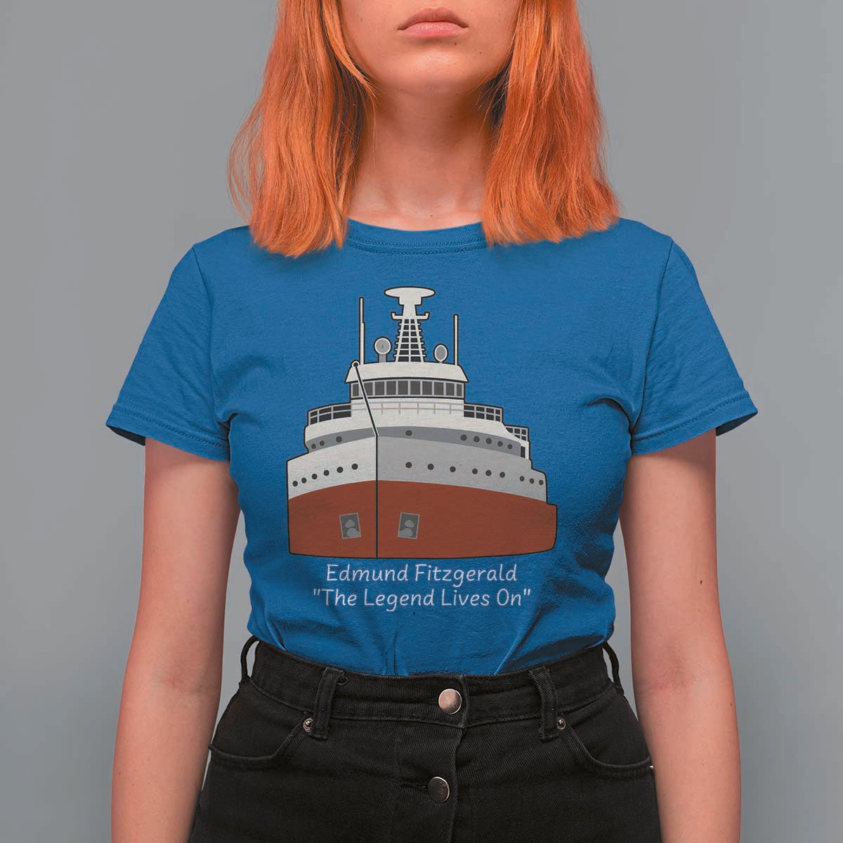 Edmund Fitzgerald Tribute T Shirt For Women The Legend Lives On Great Lakes Freighter Memorial - Wonder Print Shop