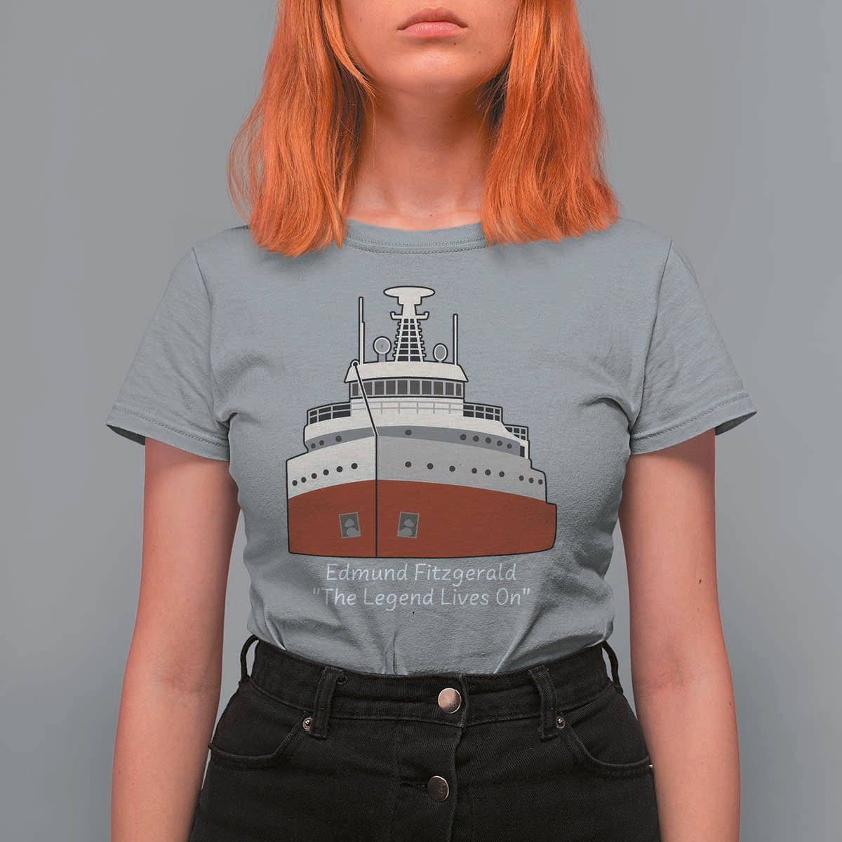 Edmund Fitzgerald Tribute T Shirt For Women The Legend Lives On Great Lakes Freighter Memorial - Wonder Print Shop