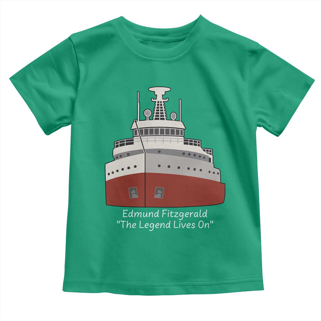 Edmund Fitzgerald Tribute Toddler T Shirt The Legend Lives On Great Lakes Freighter Memorial - Wonder Print Shop
