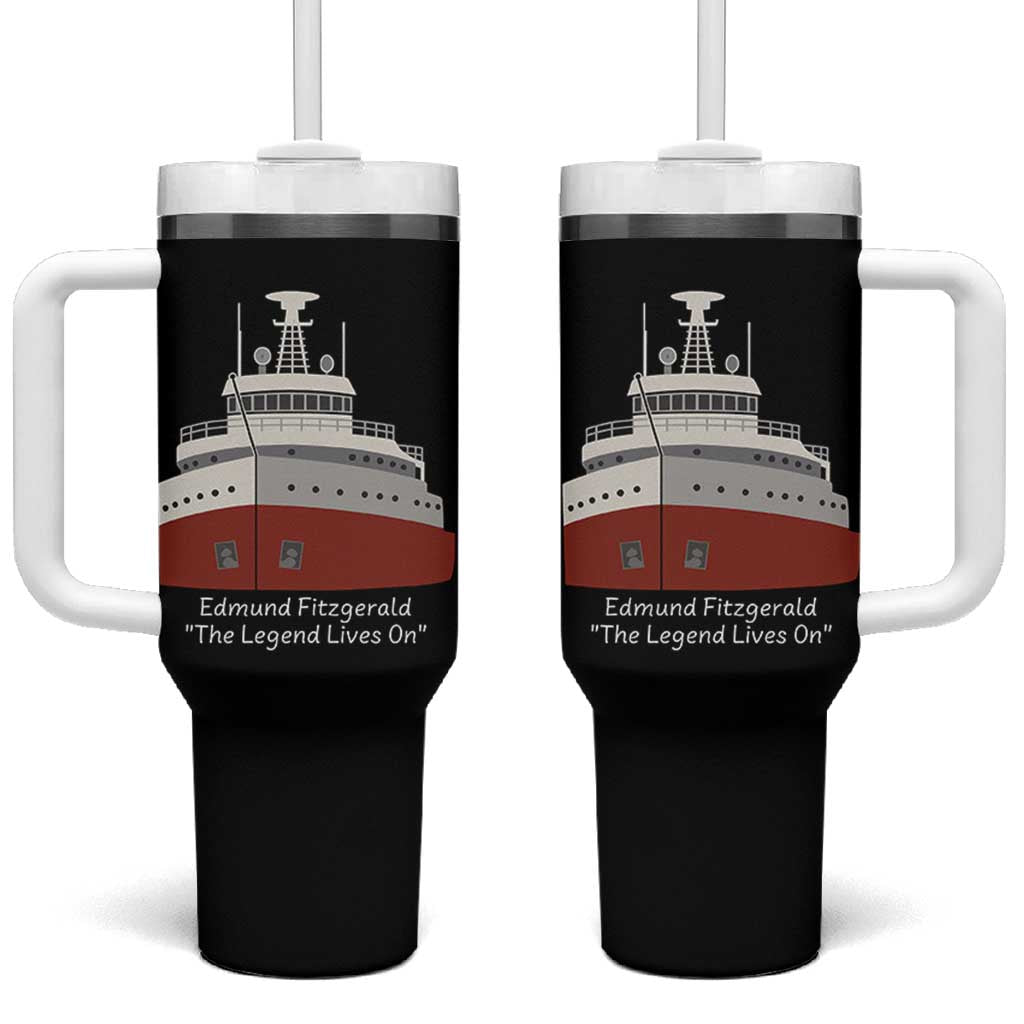 Edmund Fitzgerald Tribute Tumbler With Handle The Legend Lives On Great Lakes Freighter Memorial - Wonder Print Shop