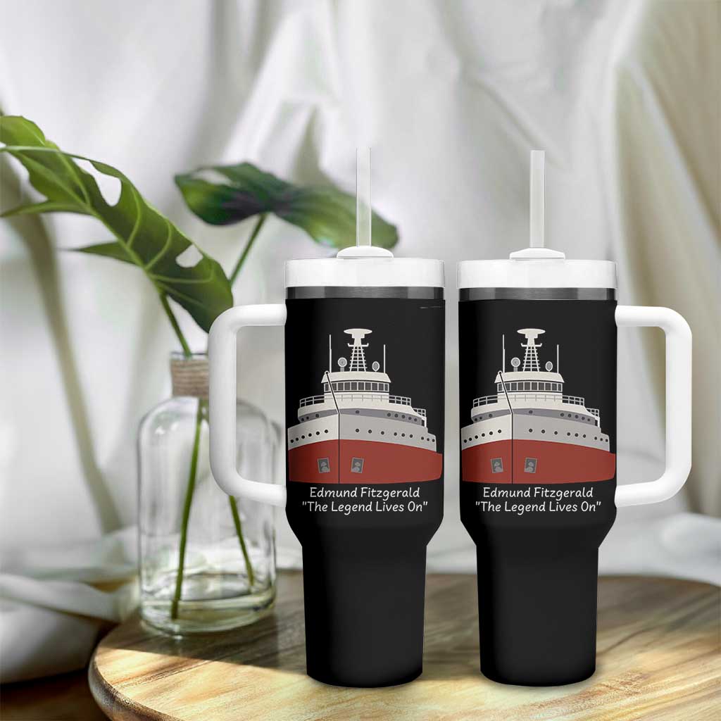 Edmund Fitzgerald Tribute Tumbler With Handle The Legend Lives On Great Lakes Freighter Memorial - Wonder Print Shop
