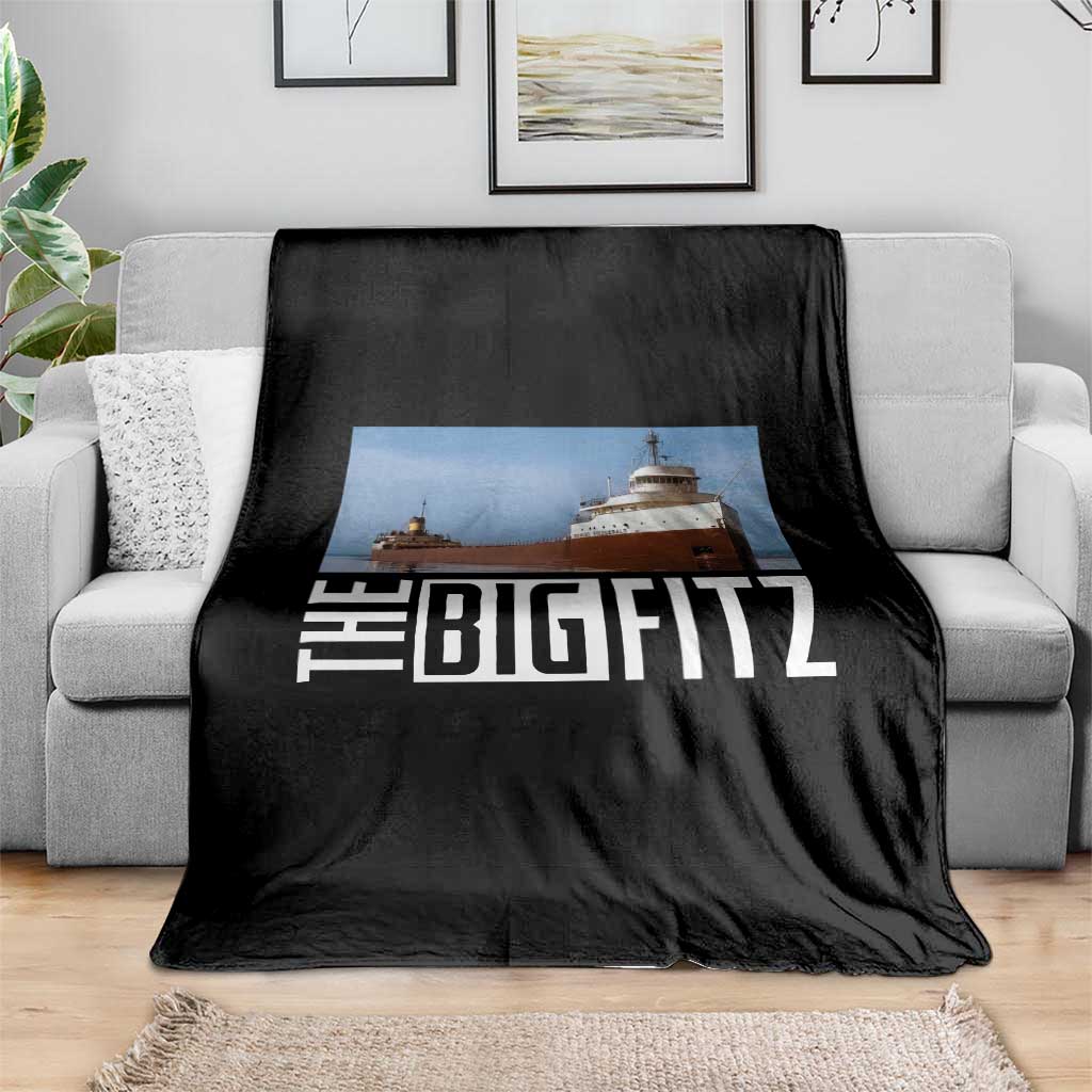 The Big Fitz Tribute Throw Blanket SS Edmund Fitzgerald Freighter Design for Great Lakes History - Wonder Print Shop