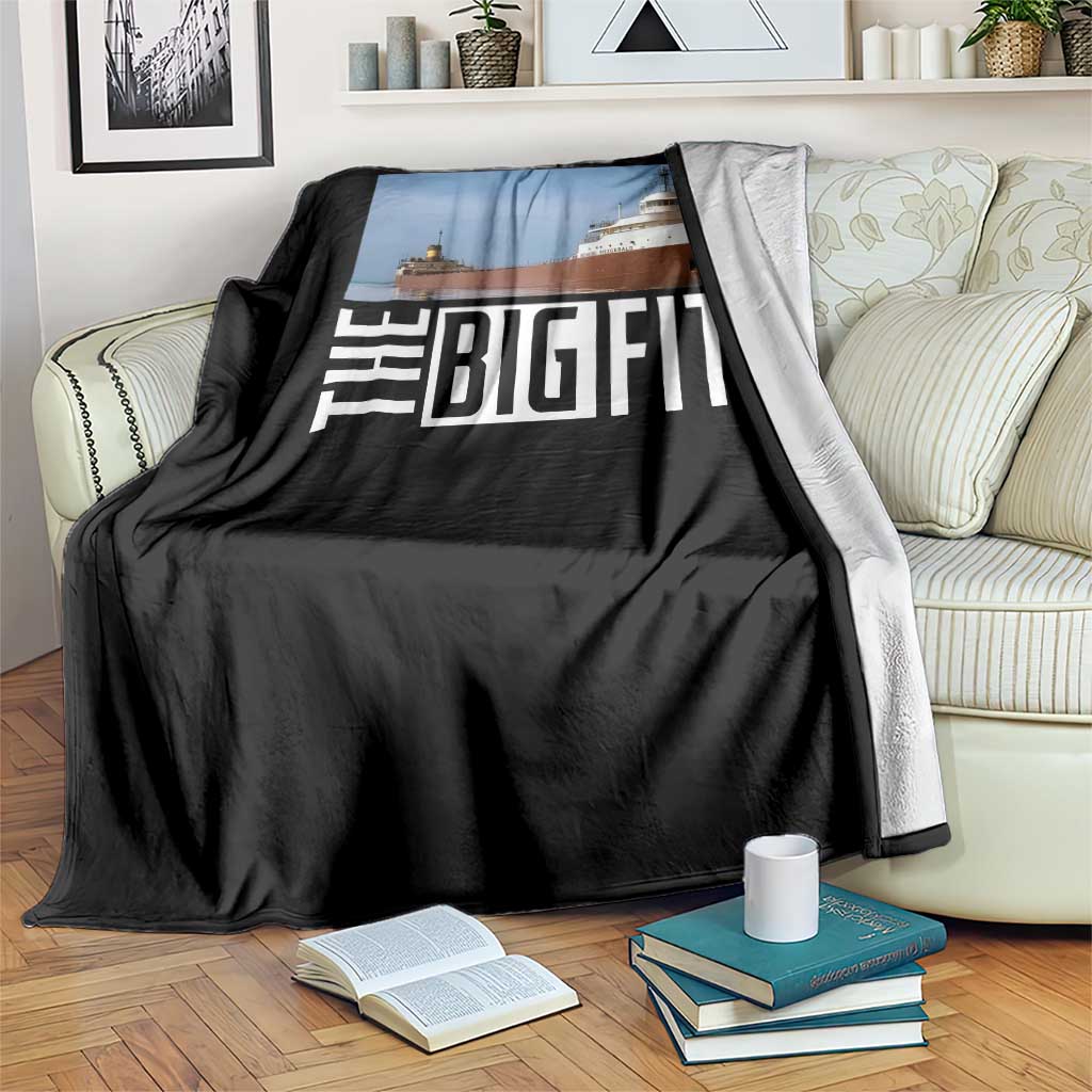 The Big Fitz Tribute Throw Blanket SS Edmund Fitzgerald Freighter Design for Great Lakes History - Wonder Print Shop