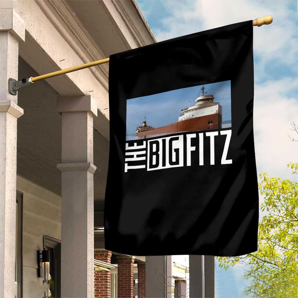 The Big Fitz Tribute Garden Flag SS Edmund Fitzgerald Freighter Design for Great Lakes History - Wonder Print Shop