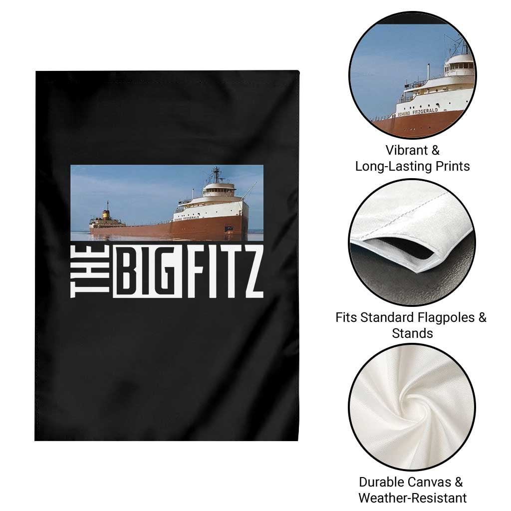The Big Fitz Tribute Garden Flag SS Edmund Fitzgerald Freighter Design for Great Lakes History - Wonder Print Shop