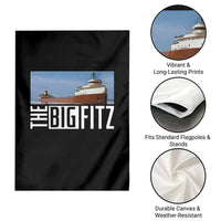 The Big Fitz Tribute Garden Flag SS Edmund Fitzgerald Freighter Design for Great Lakes History - Wonder Print Shop
