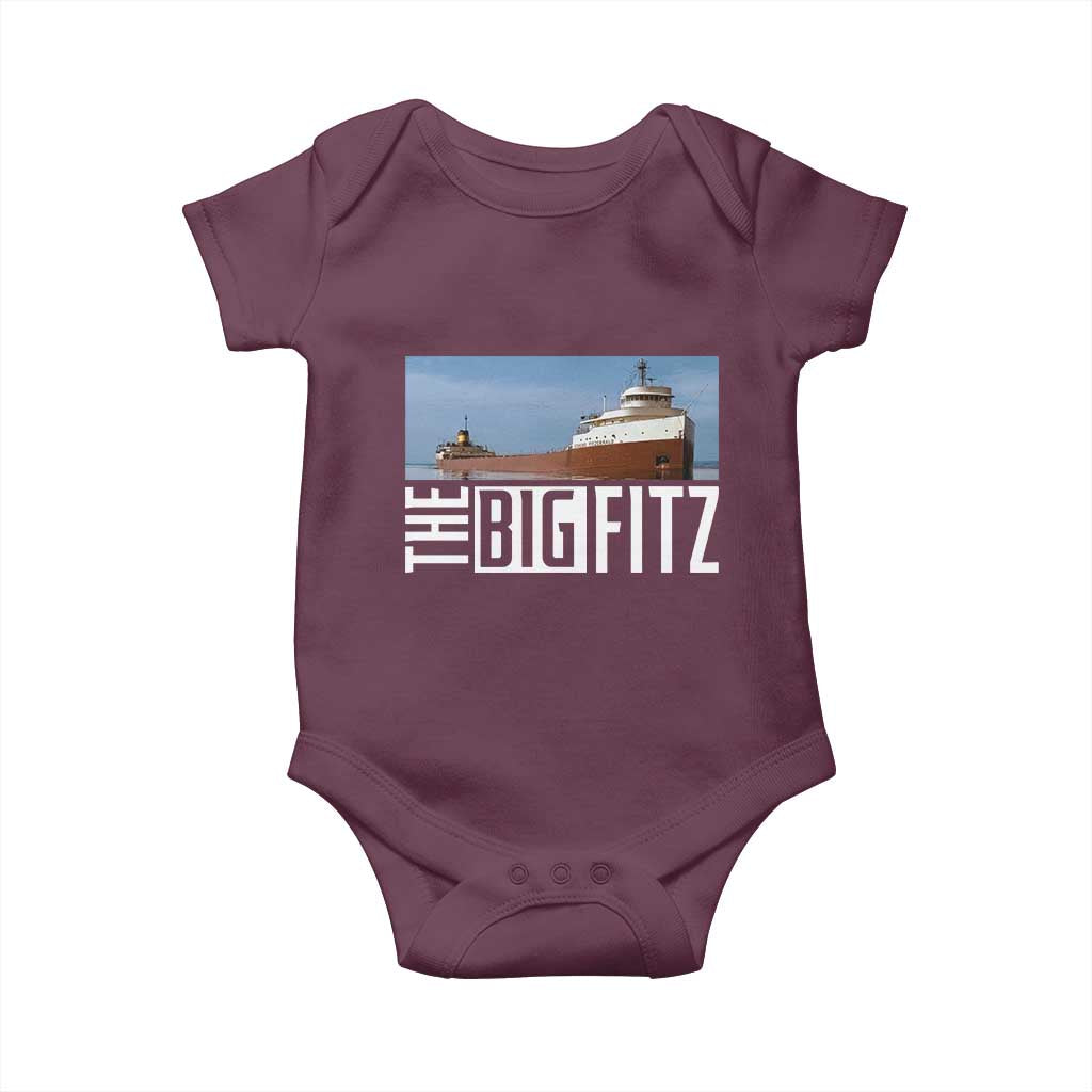 The Big Fitz Tribute Baby Onesie SS Edmund Fitzgerald Freighter Design for Great Lakes History - Wonder Print Shop