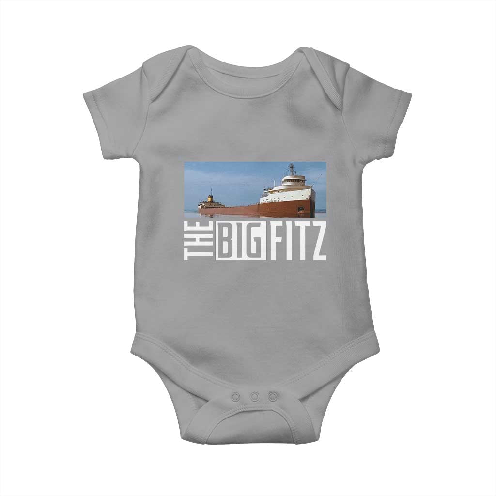 The Big Fitz Tribute Baby Onesie SS Edmund Fitzgerald Freighter Design for Great Lakes History - Wonder Print Shop