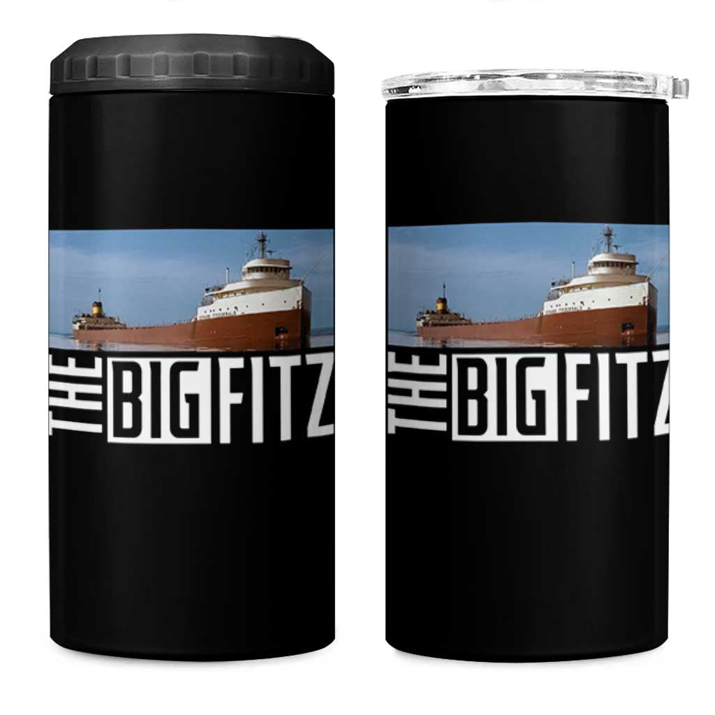 The Big Fitz Tribute 4 in 1 Can Cooler Tumbler SS Edmund Fitzgerald Freighter Design for Great Lakes History - Wonder Print Shop