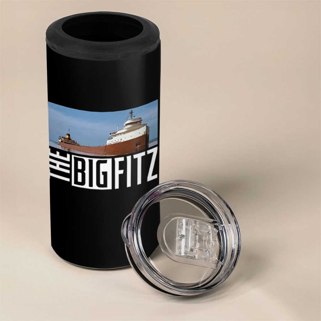 The Big Fitz Tribute 4 in 1 Can Cooler Tumbler SS Edmund Fitzgerald Freighter Design for Great Lakes History - Wonder Print Shop