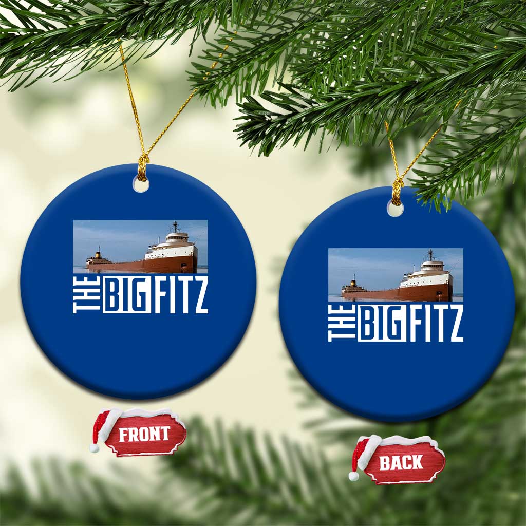 The Big Fitz Tribute Ceramic Ornament SS Edmund Fitzgerald Freighter Design for Great Lakes History - Wonder Print Shop