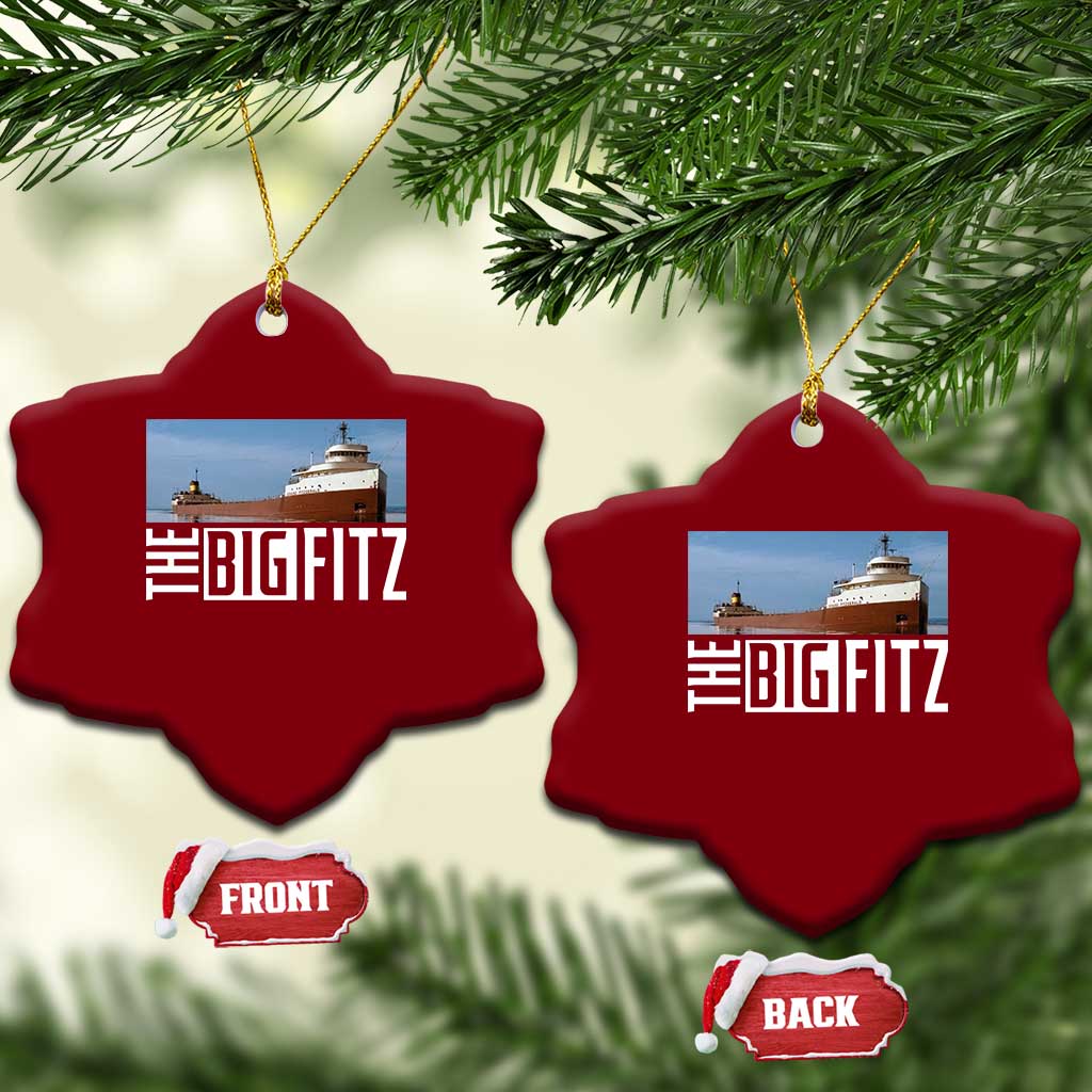 The Big Fitz Tribute Ceramic Ornament SS Edmund Fitzgerald Freighter Design for Great Lakes History - Wonder Print Shop