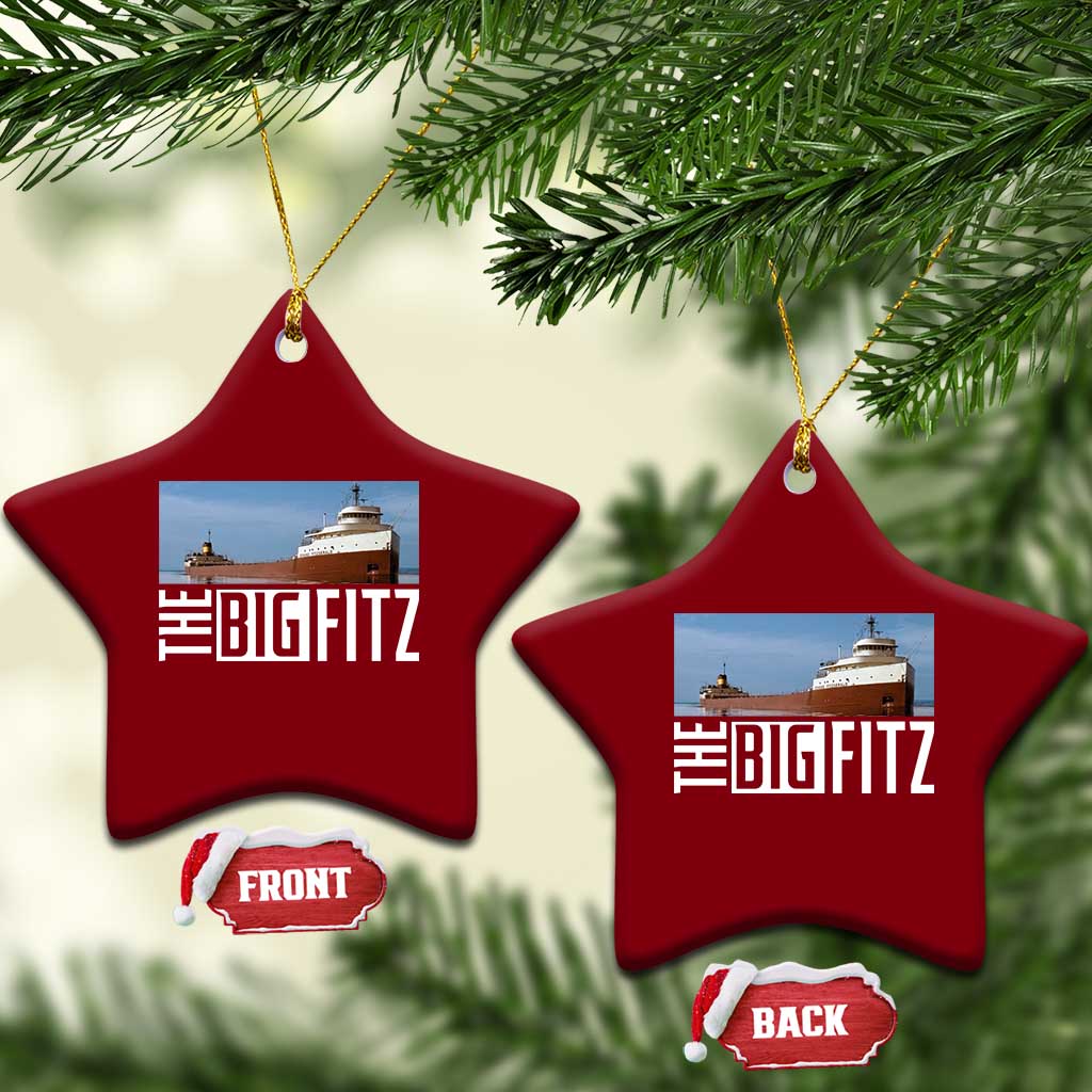 The Big Fitz Tribute Ceramic Ornament SS Edmund Fitzgerald Freighter Design for Great Lakes History - Wonder Print Shop