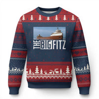 The Big Fitz Tribute Ugly Christmas Sweater SS Edmund Fitzgerald Freighter Design for Great Lakes History - Wonder Print Shop
