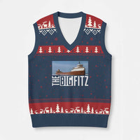 The Big Fitz Tribute V-Neck Knit Sweater Vest SS Edmund Fitzgerald Freighter Design for Great Lakes History - Wonder Print Shop