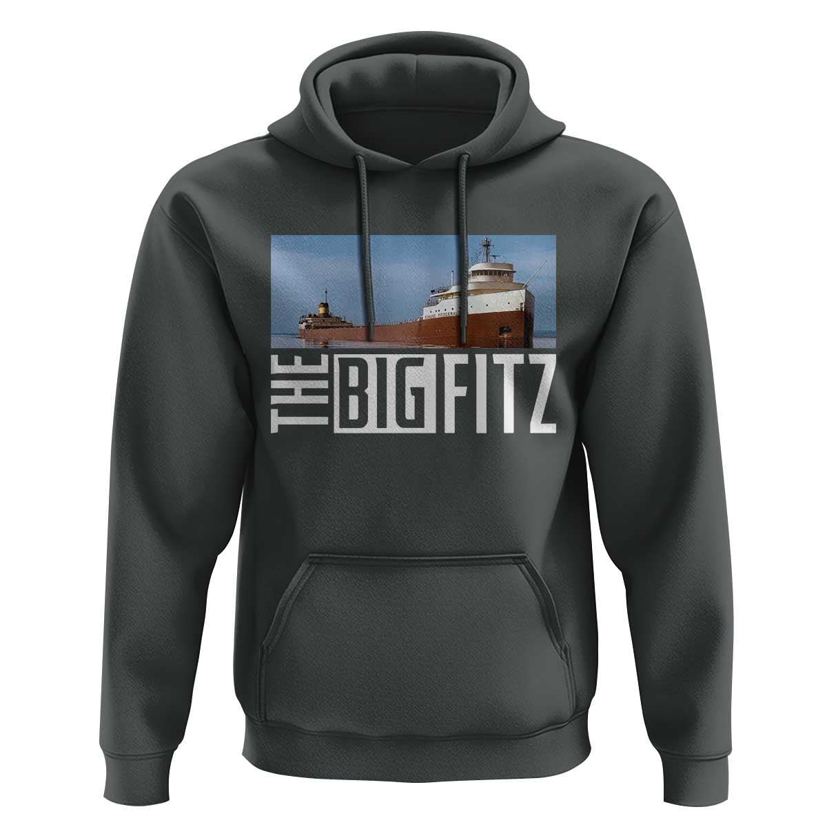 The Big Fitz Tribute Hoodie SS Edmund Fitzgerald Freighter Design for Great Lakes History - Wonder Print Shop