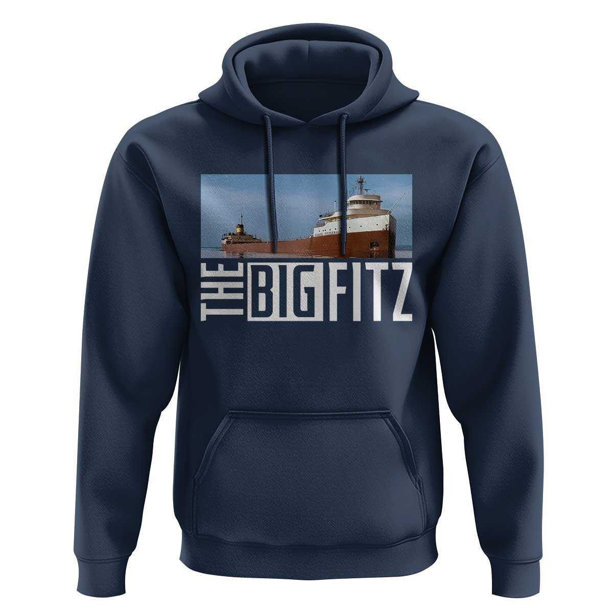 The Big Fitz Tribute Hoodie SS Edmund Fitzgerald Freighter Design for Great Lakes History - Wonder Print Shop