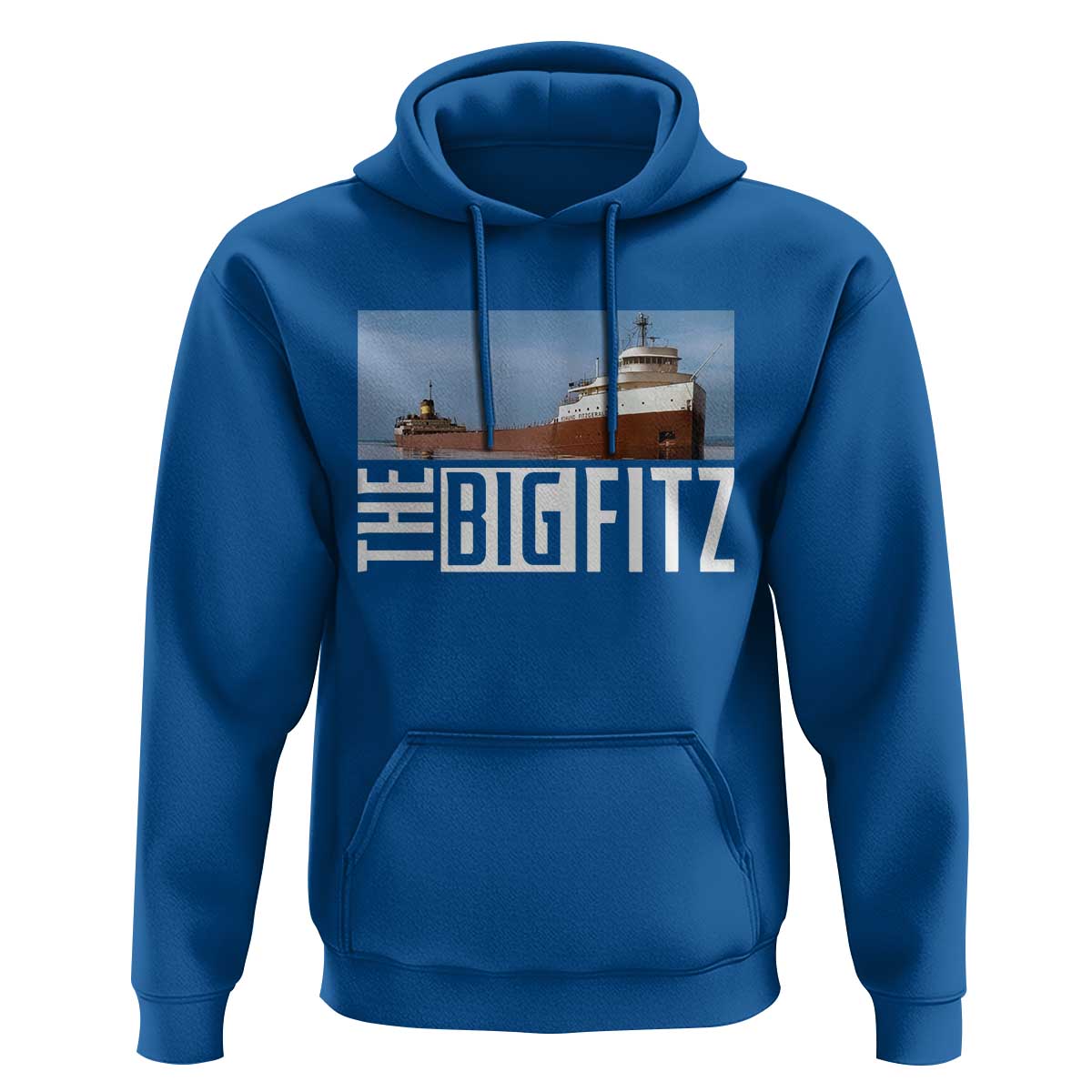 The Big Fitz Tribute Hoodie SS Edmund Fitzgerald Freighter Design for Great Lakes History - Wonder Print Shop