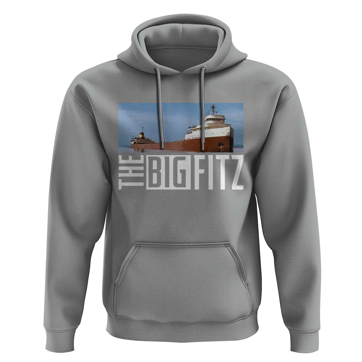 The Big Fitz Tribute Hoodie SS Edmund Fitzgerald Freighter Design for Great Lakes History - Wonder Print Shop