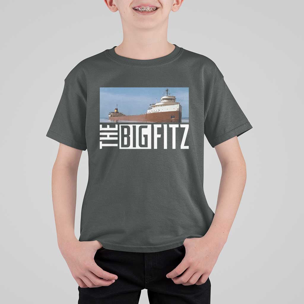 The Big Fitz Tribute T Shirt For Kid SS Edmund Fitzgerald Freighter Design for Great Lakes History - Wonder Print Shop