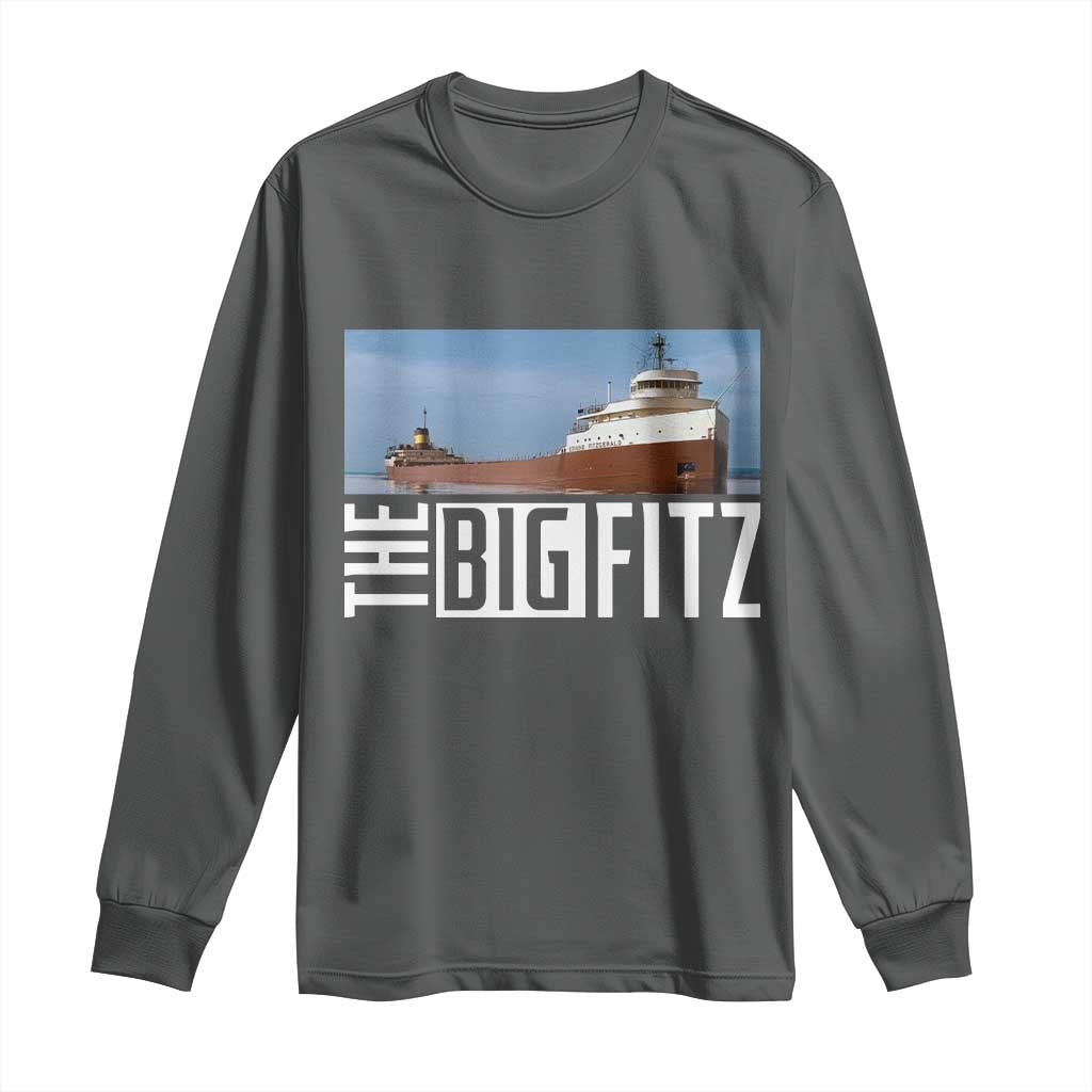 The Big Fitz Tribute Long Sleeve Shirt SS Edmund Fitzgerald Freighter Design for Great Lakes History - Wonder Print Shop