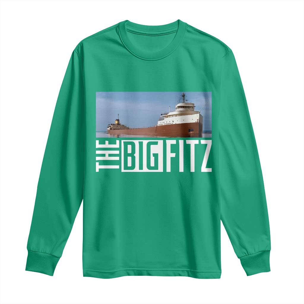 The Big Fitz Tribute Long Sleeve Shirt SS Edmund Fitzgerald Freighter Design for Great Lakes History - Wonder Print Shop