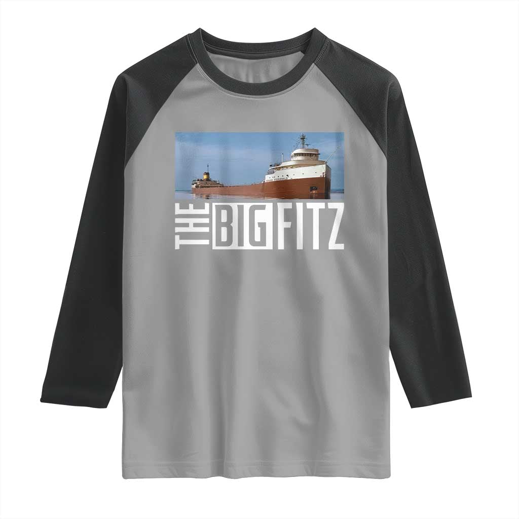The Big Fitz Tribute Raglan Shirt SS Edmund Fitzgerald Freighter Design for Great Lakes History - Wonder Print Shop