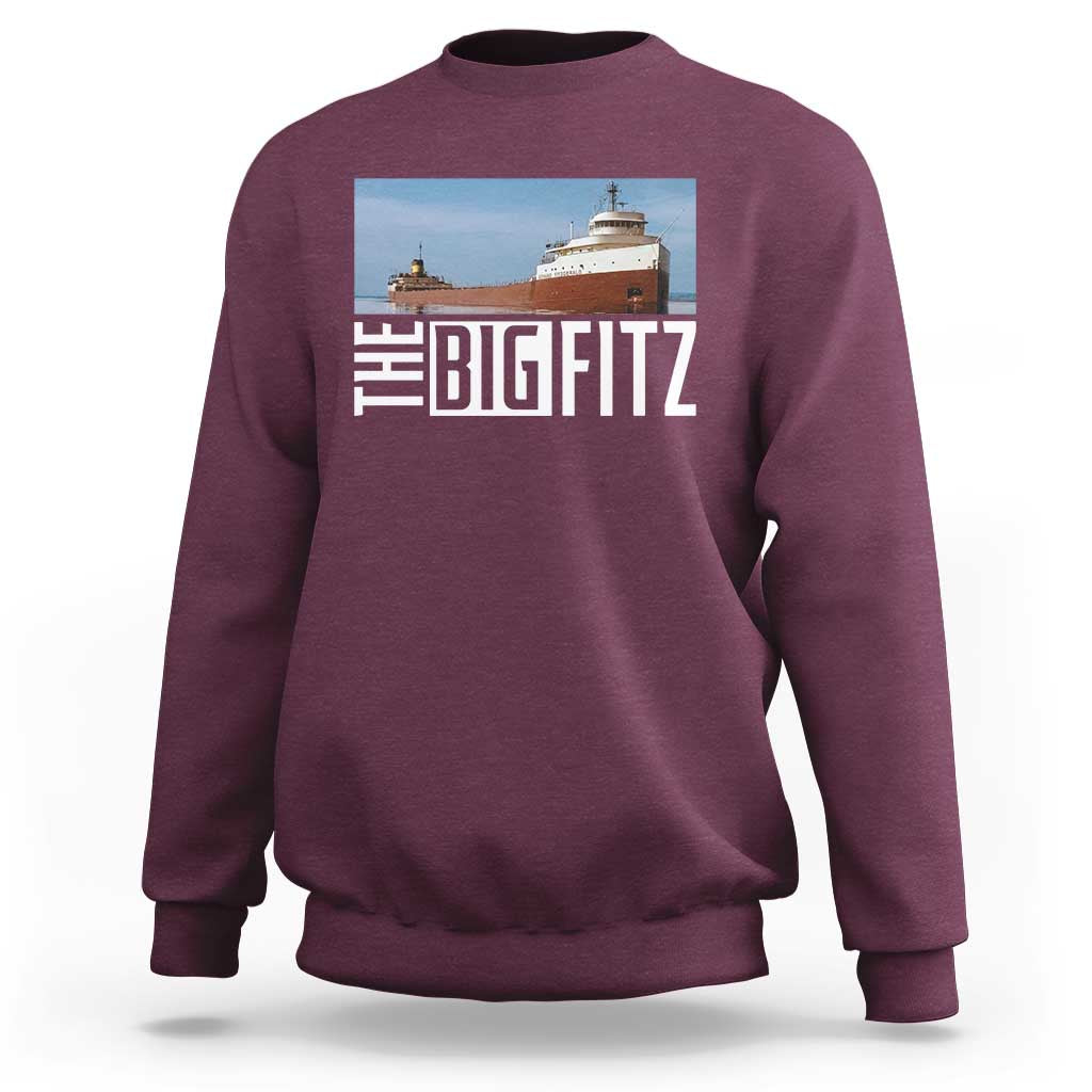 The Big Fitz Tribute Sweatshirt SS Edmund Fitzgerald Freighter Design for Great Lakes History - Wonder Print Shop