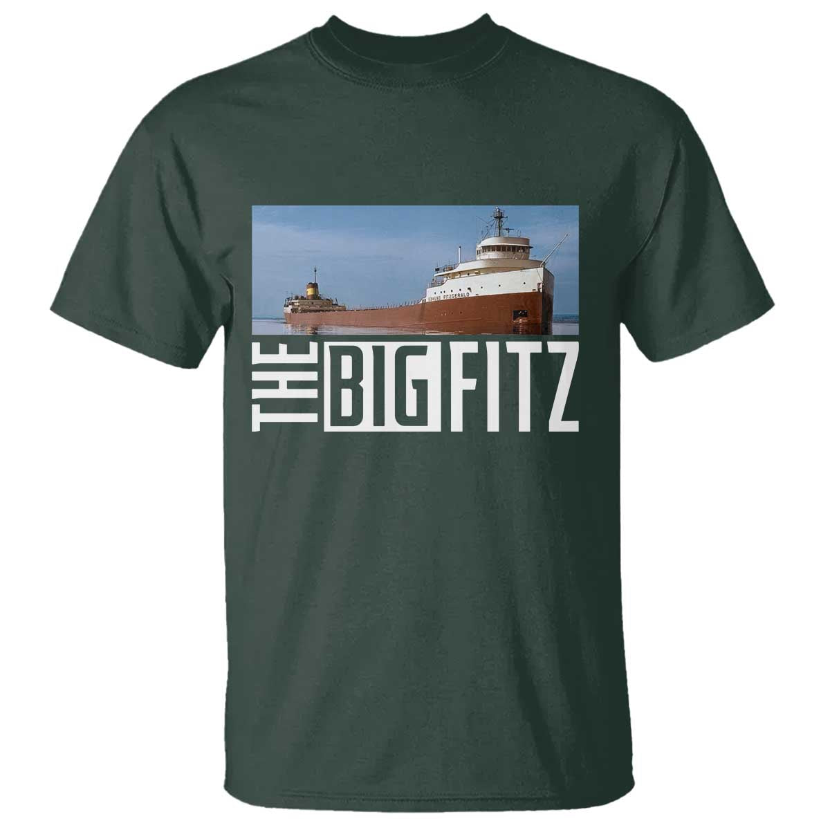 The Big Fitz Tribute T Shirt SS Edmund Fitzgerald Freighter Design for Great Lakes History - Wonder Print Shop